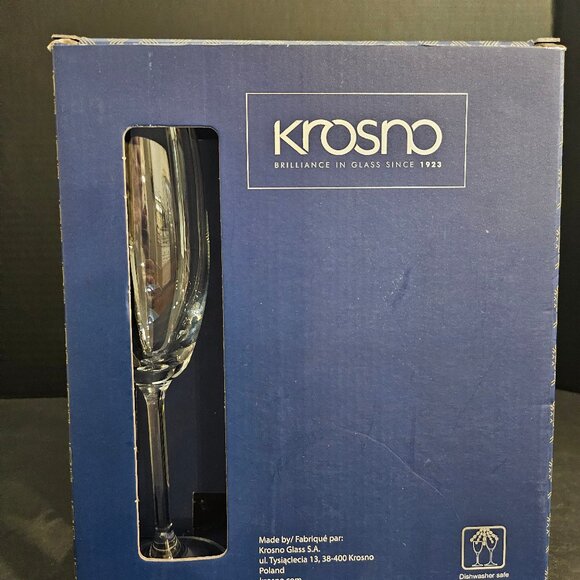 Krosno Poland Elegant Stemmed Flute Wine Champagne Glasses Set of 6 NIB - Picture 11 of 11